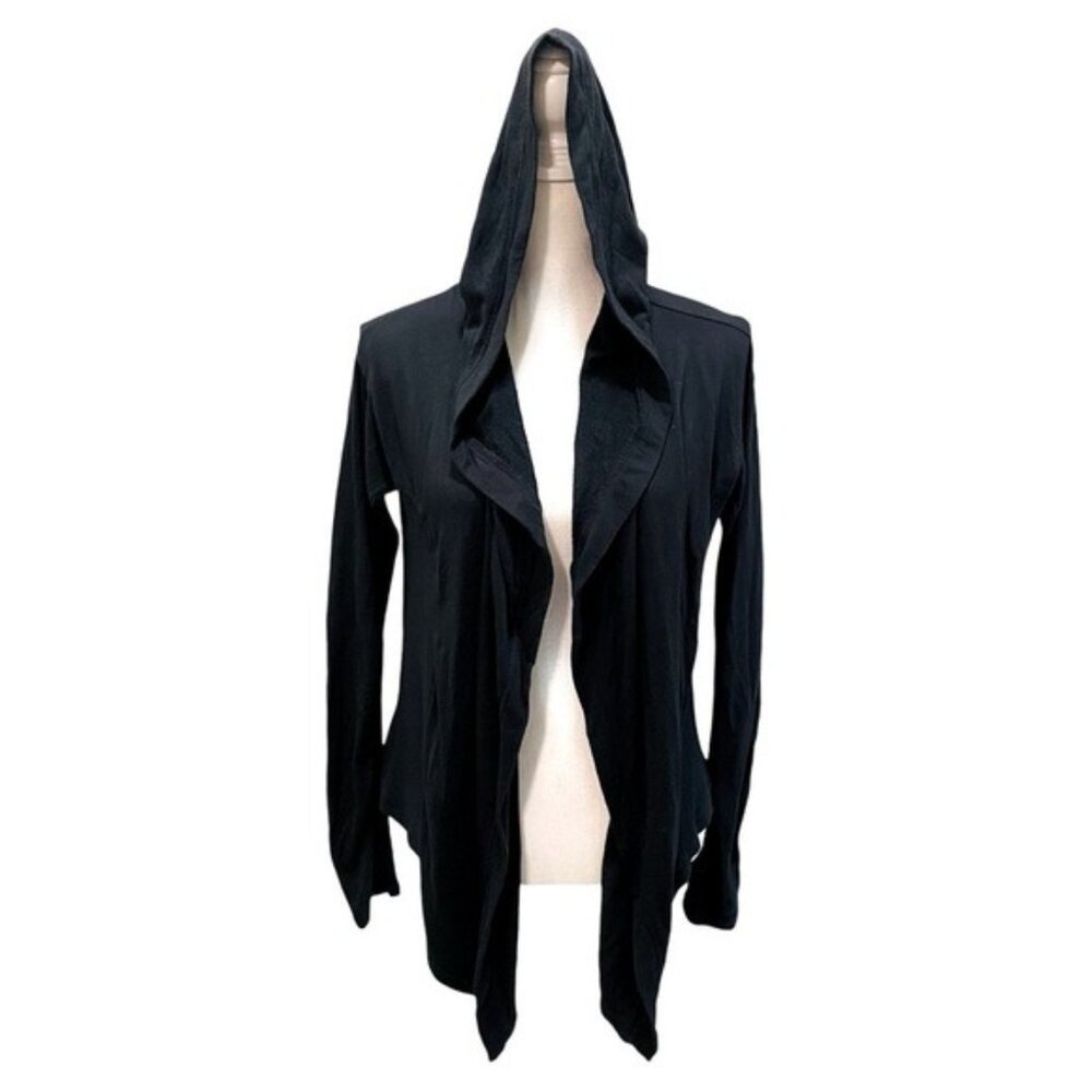 Athleta Black Hooded Asymmetrical Open Jacket XS